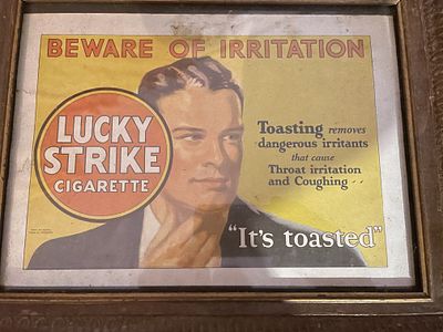 Vintage Lucky Strike Cigarette Advertisement Print Beware of Irritation 1931. A framed vintage 