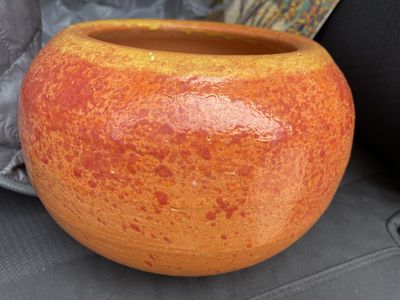 A Craven Pottery Earthenware Planter, Gillsville GA. A large globular ceramic planter or bowl 