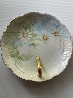 Mid-20th Century Hand-Painted Ceramic Tidbit Tray Signed JURHEC '63. A single mid-20th century 