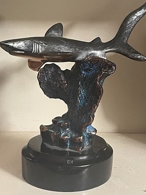 Donjo Limited Edition Shark Sculpture, Dated 2000. A modern limited edition shark sculpture 