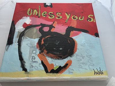 Abstract Painting on Canvas by Christina Habibi. A contemporary abstract painting attributed 