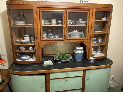 German Shrunk Art Deco Cabinet (cabinet only). The primary lot consists of a large, two-part 