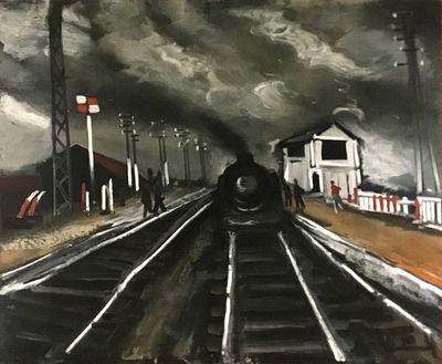 Maurice Vlamink / Морис де Вламинк (1876-1958) "Прибытие поезда". бумага, лито-офсет 
размер 