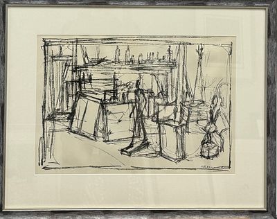 Alberto Giacometti / Альберто Джакометти (1901 - 1966), "Мастерская художника". бумага 
