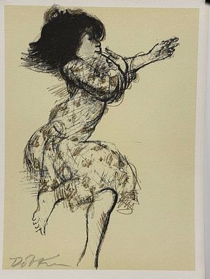 Alexander Dobkin / Александер Добкин (1908 - 1975)" Спящая девочка". бумага, литография 
размер 