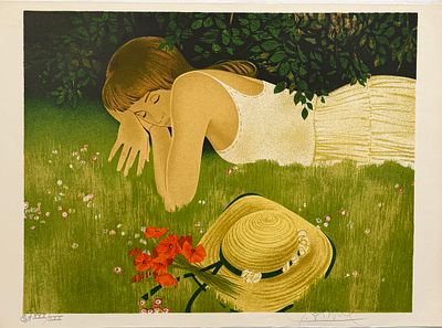 Yves Ganne / Ив Ганн (1931), "Летний сон". бумага, литография 
размер листа 51 х 75 см. 