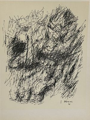 Jean Bazaine / Жан Базэйн (1904 - 2001), "Абстракция", 1956 г. бумага, литография 
размер листа 