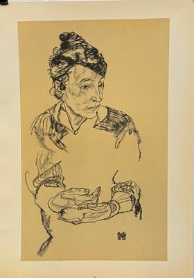 Egon Schiele / Эгон Шиле (1890 - 1918), "Портрет матери художника". бумага, лито-офсет 
размер 
