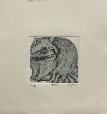 Christine McGinnis / Кристине МакГиннис (1937 - 2019), "Енот". бумага BFK Rives, офорт 
размер 