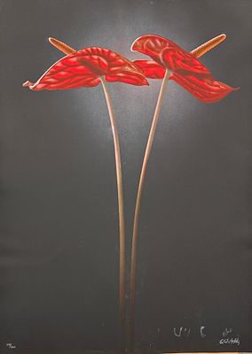 Йохен Лабриола / Jochen Labriola (1942), "Red Anthuriums". бумага, литография 
размер листа 87 х 
