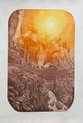 Roy Purcell / Рой Пурсел (1936), "Rocky Mountain Freither". бумага, офорт с акватинтой 
размер 