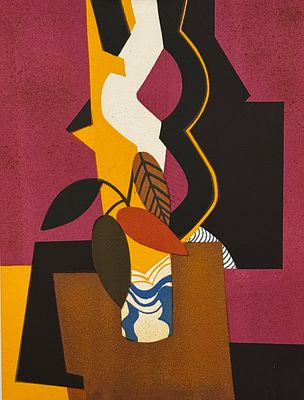 Андре Мино / Andre Minaux (1923 - 1986), "Ваза с цветами". бумага, литография 
размер листа 32 х 