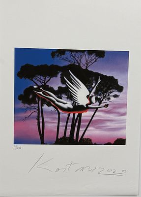 Mark Kostabi / Марк Костаби (1960), "Ангел". бумага, шелкография 
размер листа 70 х 50 см. 