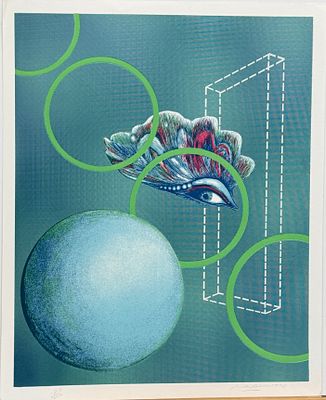 Rita Simon / Рита Симон (1938), "Зеленый круг", 1978 г. бумага, литография 
размер листа 100 х 