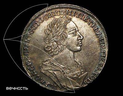 Рубль Петра I 1724 года. Дьяков 1471 (R1), Биткин 929, Петров (3 руб.). Тип 1723-1725 г.г. "БЮСТ 