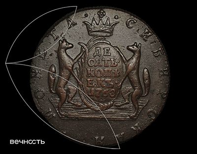 ДЕСЯТЬ• КОПѣЕКЬ• 1768 КМ Сибирь. Биткин 1019, Дьяков 963 (R2), Петров 0,75 р., ГМ 10.1. По 