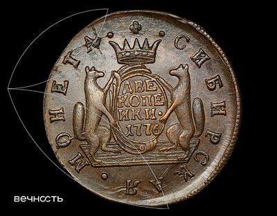 ДВЕ КОПЕИКИ• 1776 КМ Сибирь. MS61 BN (ННР) Биткин 1116, Дьяков 1064, ГМ 18.11. Сузунский 