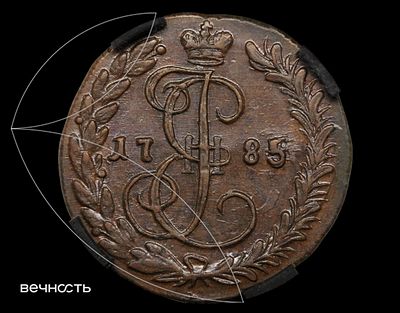 ДЕНГА 1785/4 КМ. MS61 BN (RNGA) Перегравировка 1785/4. Биткин 822, Дьяков 520, ГМ 24.23 