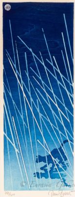 Редкая авторская гравюра &laquo;Кошка под дождём&raquo;
. Художник: Поль Бинни (1967г/р). 
Япония, 2013 год. 