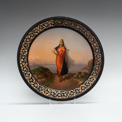 Декоративная тарелка «На берегу моря». Фабрика Н. Лукутина.
Россия, 1888-1894-е годы.