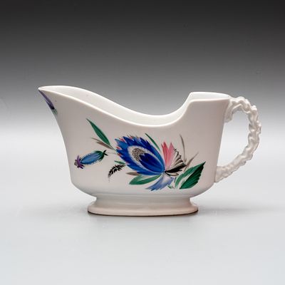 Уникальный большой соусник из сервиза «Цветы». ЛФЗ, 1920-1930-е годы. 
Фарфор, надглазурная 