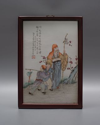 Авторский фарфоровый пласт «Поэт Лин Бу». Художник: Ван Чи (Wang Qi) (1884-1937). 
Китай, 1932 