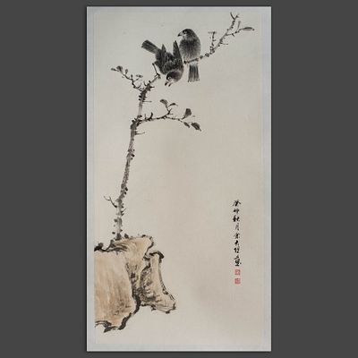Рисунок «Птицы на ветке дерева». Художник: Ю Чентан (род. 1969). 
Китай, начало XXI века. 