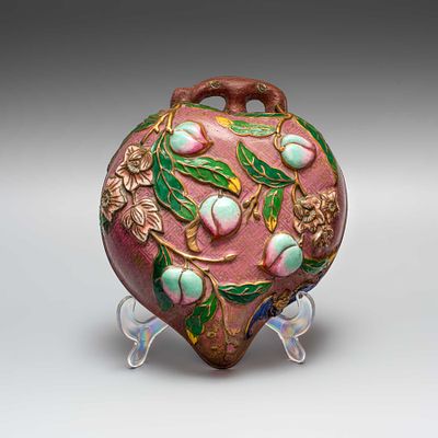 Оригинальная шкатулка в форме персика. Китай, период Гуансюй (1875-1908). 
Металл, формовка 