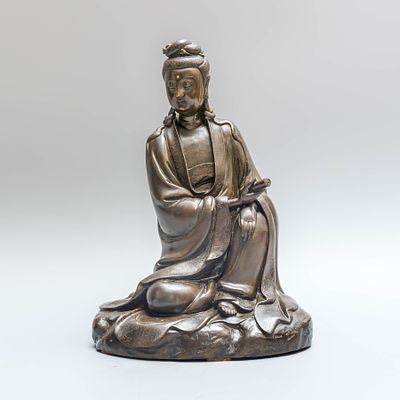 17 век! Редчайшая фигура «Гуаньинь». Китай, середина 17 века. 
Бронза, литьё, гравировка 