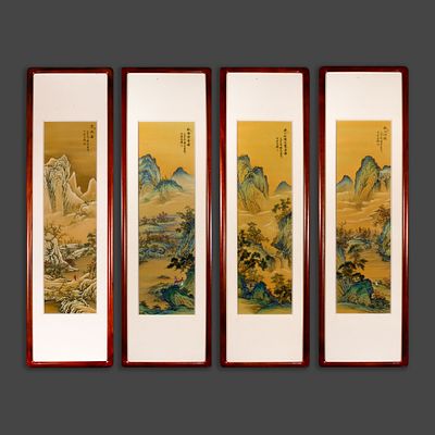 Комплект панно (квадриптих) &laquo;Императорский пейзаж&raquo;. Мастер: Фу Чжилян (傅志良, родился в 1971 