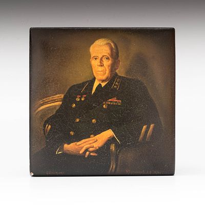 Шкатулка &laquo;Портрет А.А.Скочинского&raquo;. Художник: А. В. Кругликов. 
Федоскино, 1950 год. 