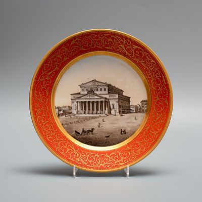 Декоративная тарелка &laquo;Большой театр&raquo;. Европа, третья четверть 19 века. 
Фарфор, печать 