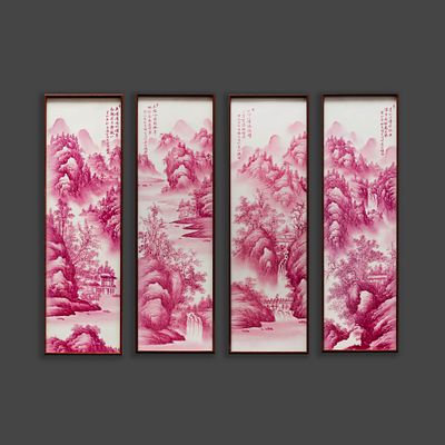 Комплект панно (квадриптих) &laquo;Четыре вида гор и водопадов&raquo;. Художник: Чжань Юн (占勇, родился в 