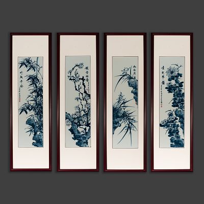 Комплект панно (квадриптих) &laquo;Четыре благородных&raquo;. Художник: Чжань Няньфу (占年福, род. 1952). 