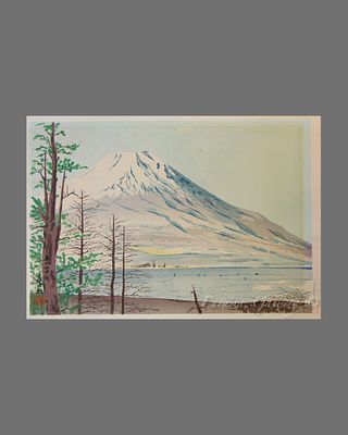 Гравюра &laquo;Озеро Яманака зимой&raquo;. Художник: Токурики Томикитиро (1902-2000). 
Япония, 1939-1940-е 