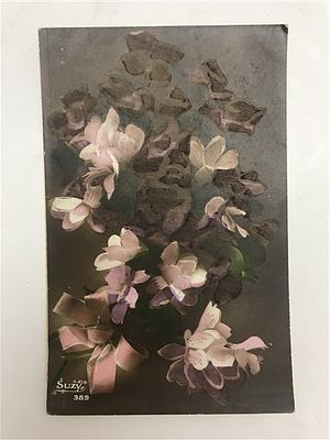 Открытое письмо/открытка. Suzy 389. Цветы, 8,5х13,5 см. Цветная открытка, дореволюционная. 