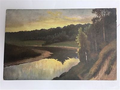 Открытое письмо/открытка. Волков - Над рекой. Издание Петергофского О-ва, 8,5х13,5 см. Цветная 