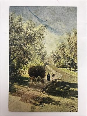 Открытое письмо/открытка. Академик Н.А. Сергеев. На околице. Серия IX №80. Птг. дозв. военн. 