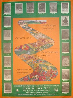 קרן קימת לישראל - כרזה "יער אחדות העם", שנות ה-70 בקירוב. כרזה חינוכית צבעונית בהוצאת קרן קימת 
