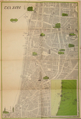 [TRANSLATION_ERROR]. מפה תיירותית מאוירת דו-צדדית "PICTORIAL MAPS of JERUSALEM and TEL AVIV" 