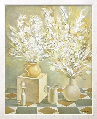 Маркова Наталья. Картина "Белые цветы". Холст, масло. 1996 год. 
Размер в раме: 64 х 54 см. 