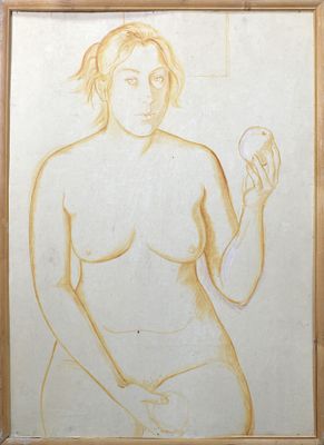 Бройдо Ирина Георгиевна. «Обнаженная с яблоком». 1979 год. Размер с рамой: 82,5 х 60 см. 