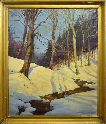 Heckert Eistnach. Картина «Зимний ручей». Холст, масло. 1924 год. Heckert Eistnach. Картина 