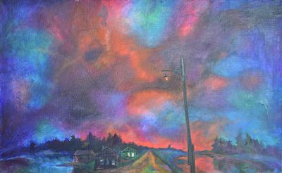 Иван Германович Новожёнов. Картина «На распутье». Холст, акрил. 1991 год. Размер с рамой: нет. 