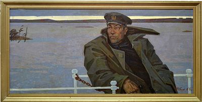 Шихов Ким Иванович. "Штурман", холст, масло, 165x75 см, 1964, г. Горький. "Штурман" 
Размер по 