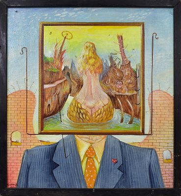 Кротов Виктор Александрович. Картина "Зеркало". Холст, масло. 1990 год. Размер с рамой: 52 х 48 