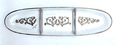 Elegant Divided Glass Tray with Sterling Silver 925 Decor – Handcrafted Vintage Design
. A 