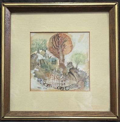 ציור מקורי חתום - חיים מירוז, 1972 | טכניקה ייחודית על עור | ממוסגר | לראשונה במכירות 
