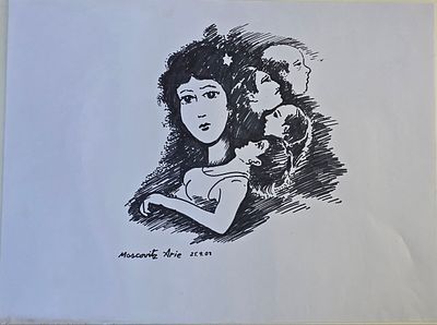 אריה מוסקוביץ' - מקורי.טוש על נייר. חתום ומתוארך 2002.
34X45 ס"מ.לא ממוסגר