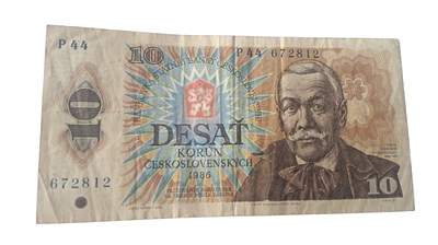 שטר צ׳כוסלובקיה 10 Korun משנת 1986 - דיוקן Pavol Orsz&aacute;gh Hviezdoslav. שטר נייר של Czechoslovakia 